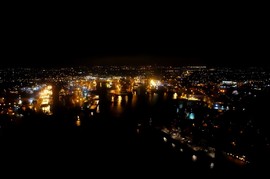Aerial Picture of Aberden Harbour at Night