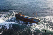 Aerial Picture of the Sovereign BF380 Shipwreck - Inverallochy