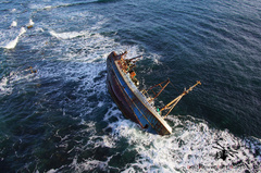 Aerial Picture of the Sovereign BF380 Shipwreck - Inverallochy