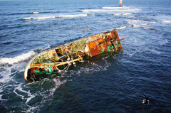 Aerial Picture of the Sovereign BF380 Shipwreck - Inverallochy